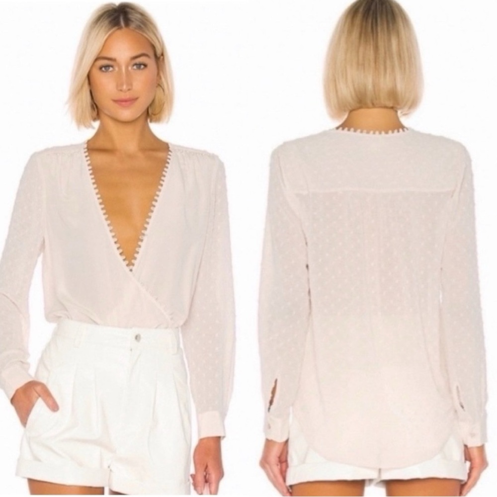 L’agence • blush pink perry wrap-effect silk blouse sz M